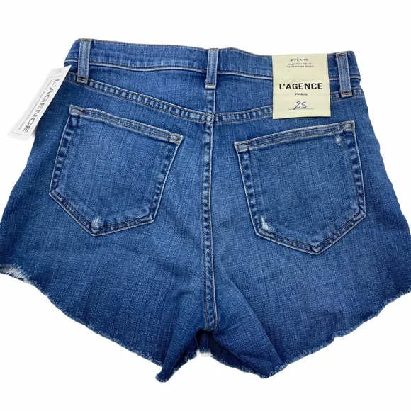L’AGENCE | Bejeweled Rhinestone Ryland High Rise Jean Shorts RARE | 25 New - Picture 6 of 11